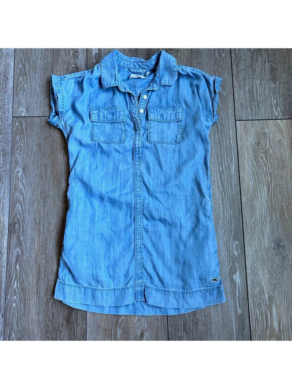 Vineyard Vines Girls Blue Chambray Utility Dress